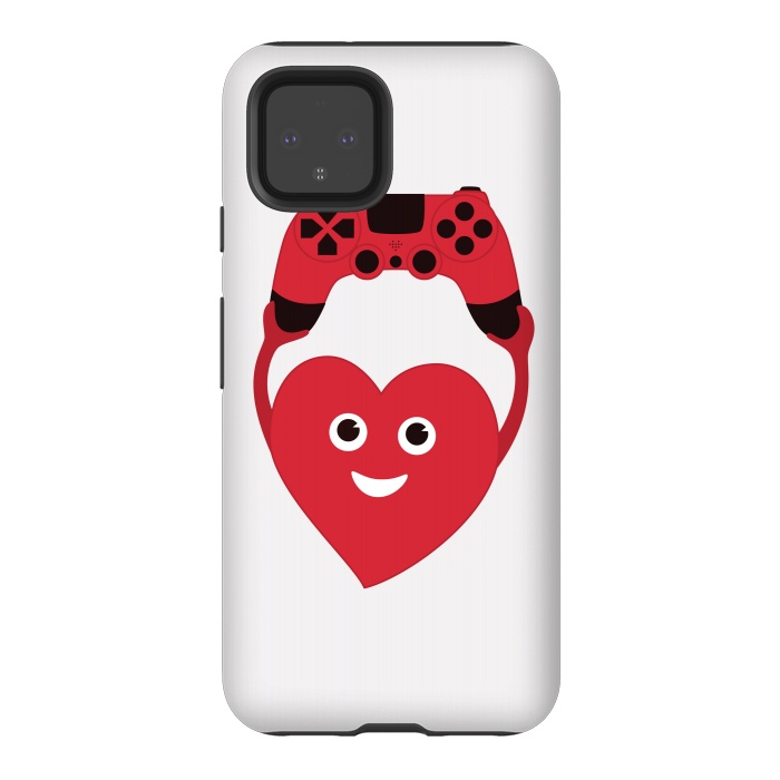 Pixel 4 StrongFit Cute Geek Gamer Heart by Boriana Giormova