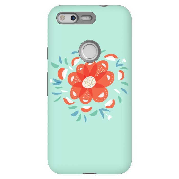 Pixel StrongFit Whimsical Decorative Red Flower by Boriana Giormova