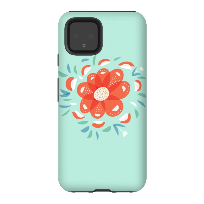 Pixel 4 StrongFit Whimsical Decorative Red Flower by Boriana Giormova