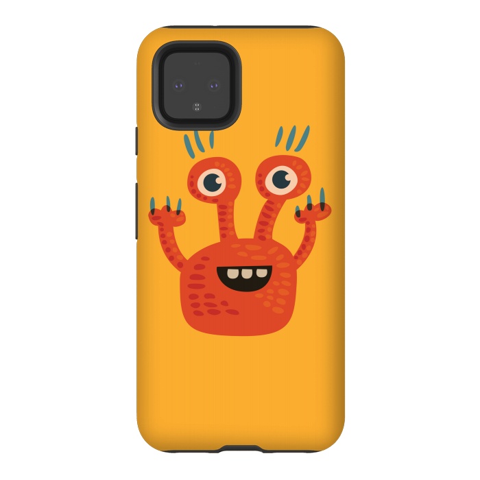 Pixel 4 StrongFit Funny Big Eyed Smiling Cute Monster by Boriana Giormova