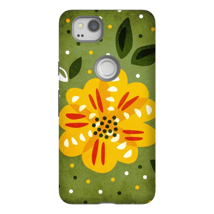 Pixel 2 StrongFit Abstract Yellow Spring Flower by Boriana Giormova