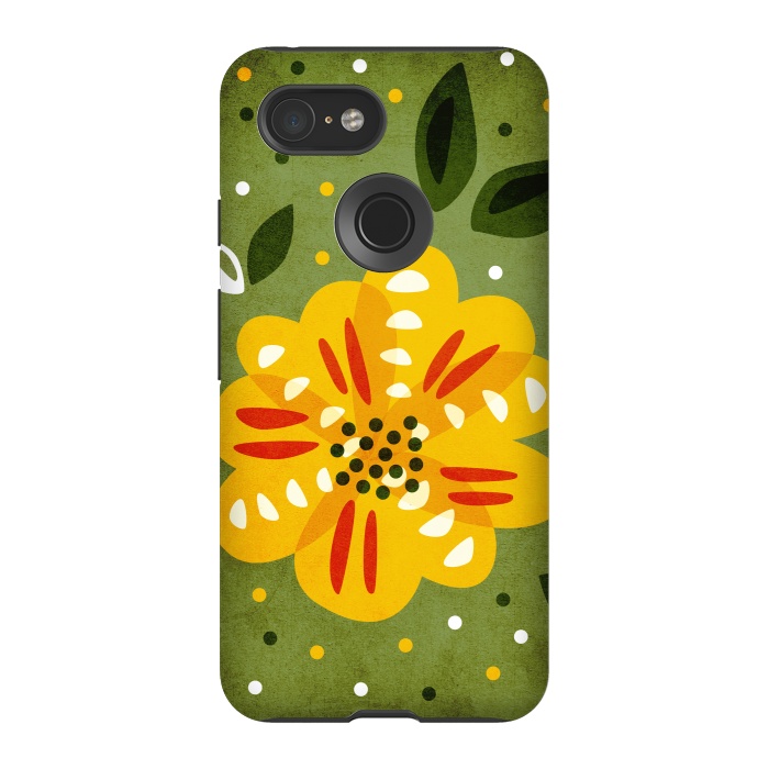 Pixel 3 StrongFit Abstract Yellow Spring Flower by Boriana Giormova