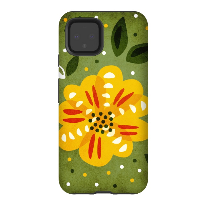 Pixel 4 StrongFit Abstract Yellow Spring Flower by Boriana Giormova