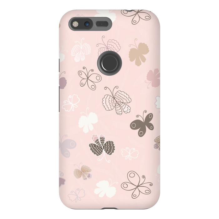 Pixel XL StrongFit Pretty Pink and Purple Butterflies on Light Pink by Paula Ohreen