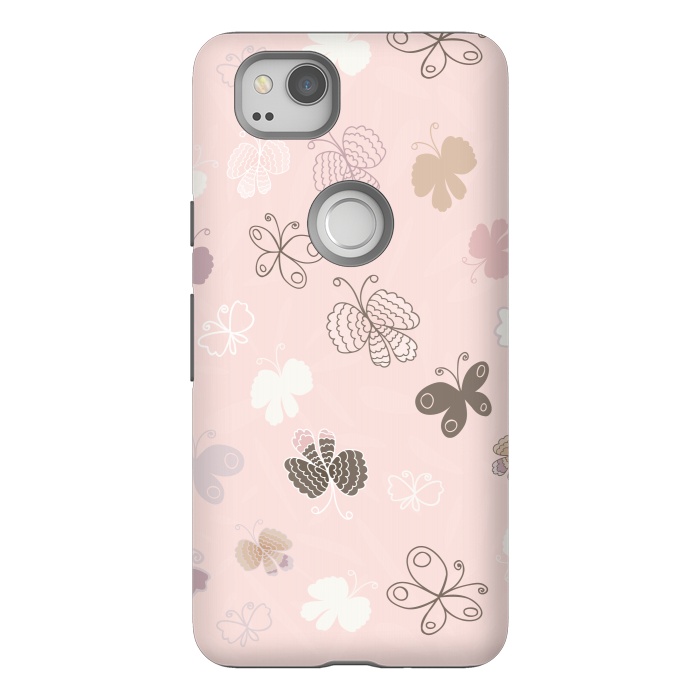 Pixel 2 StrongFit Pretty Pink and Purple Butterflies on Light Pink by Paula Ohreen