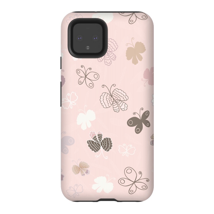 Pixel 4 StrongFit Pretty Pink and Purple Butterflies on Light Pink by Paula Ohreen