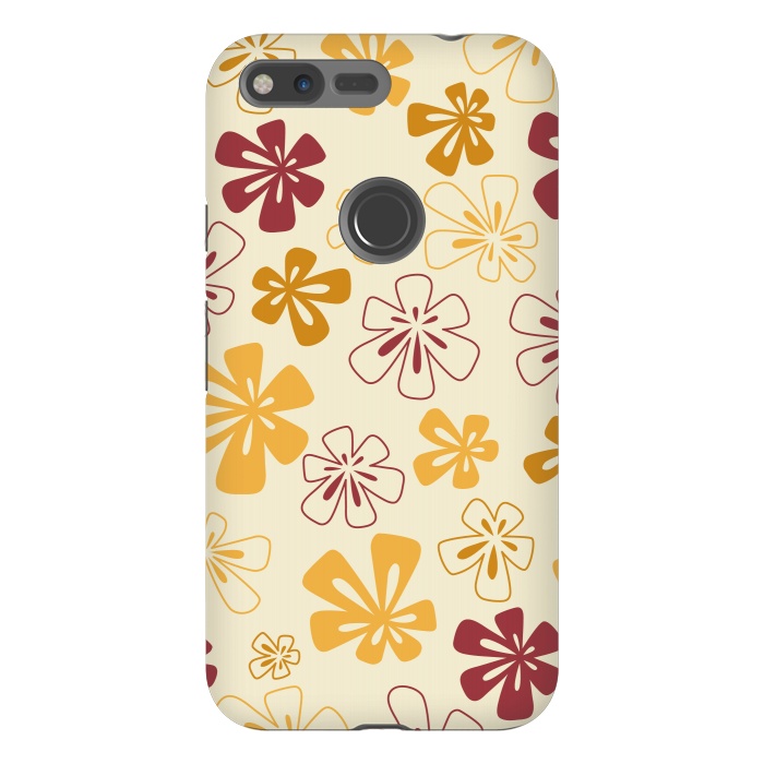 Pixel XL StrongFit Gold Funky Flowers by Paula Ohreen