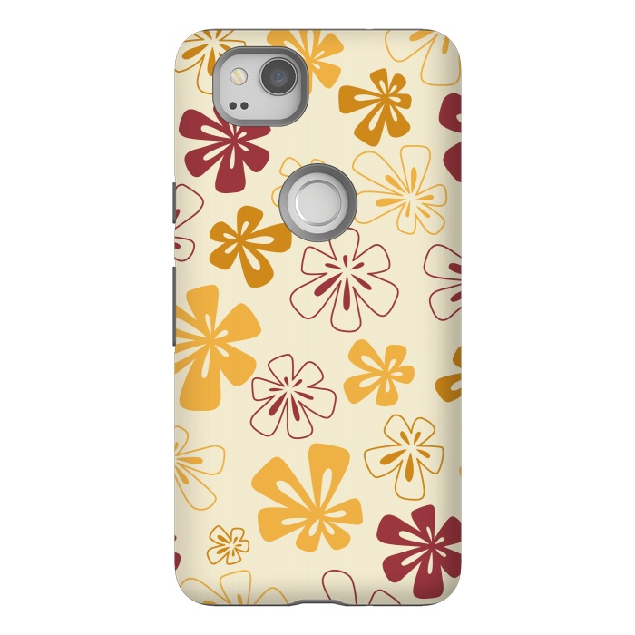Pixel 2 StrongFit Gold Funky Flowers by Paula Ohreen