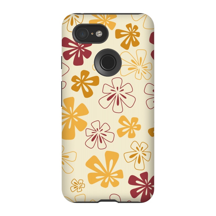 Pixel 3 StrongFit Gold Funky Flowers by Paula Ohreen