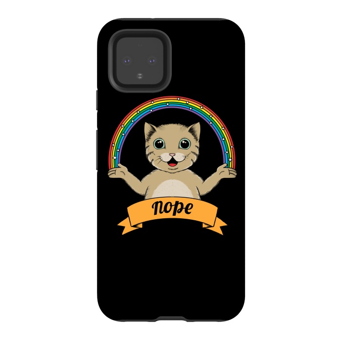 Pixel 4 StrongFit Cat nope Black by Coffee Man