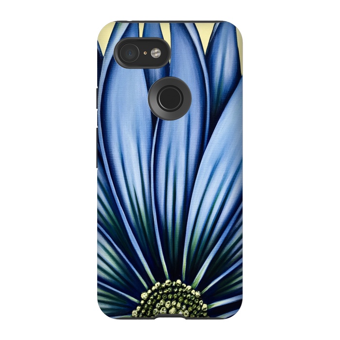 Pixel 3 StrongFit Blue Daisy by Denise Cassidy Wood