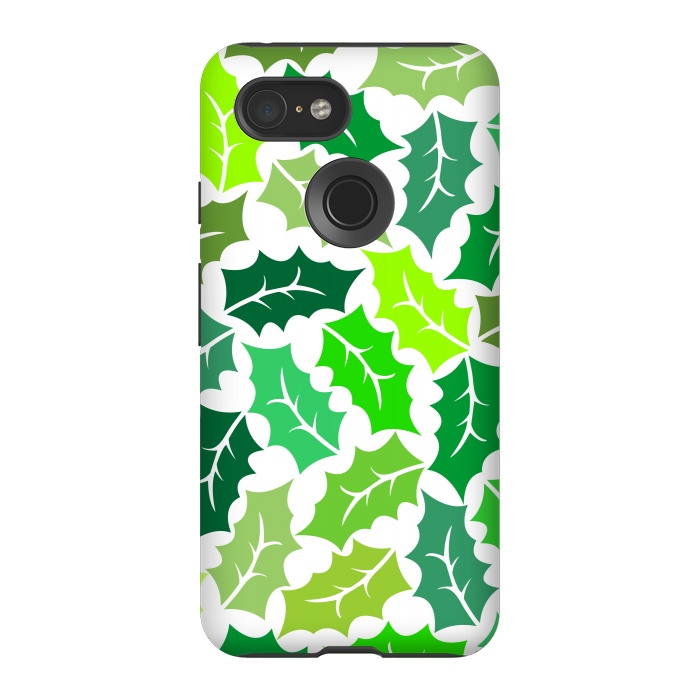 Pixel 3 StrongFit Green Leaves Pattern by Dhruv Narelia