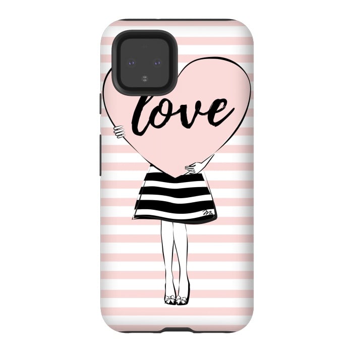 Pixel 4 StrongFit Pink Heart Love by Martina