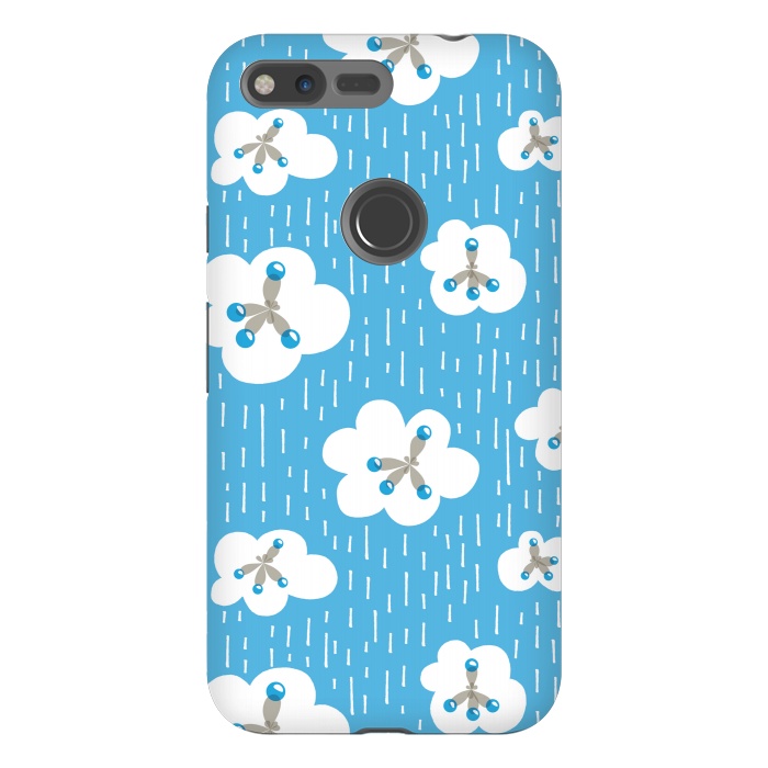 Pixel XL StrongFit Clouds And Methane Molecules Blue Chemistry Geek by Boriana Giormova