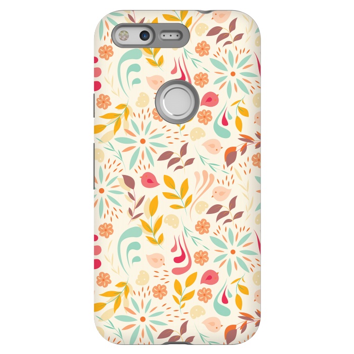 Pixel StrongFit Birds and Flowers Beige by Jelena Obradovic
