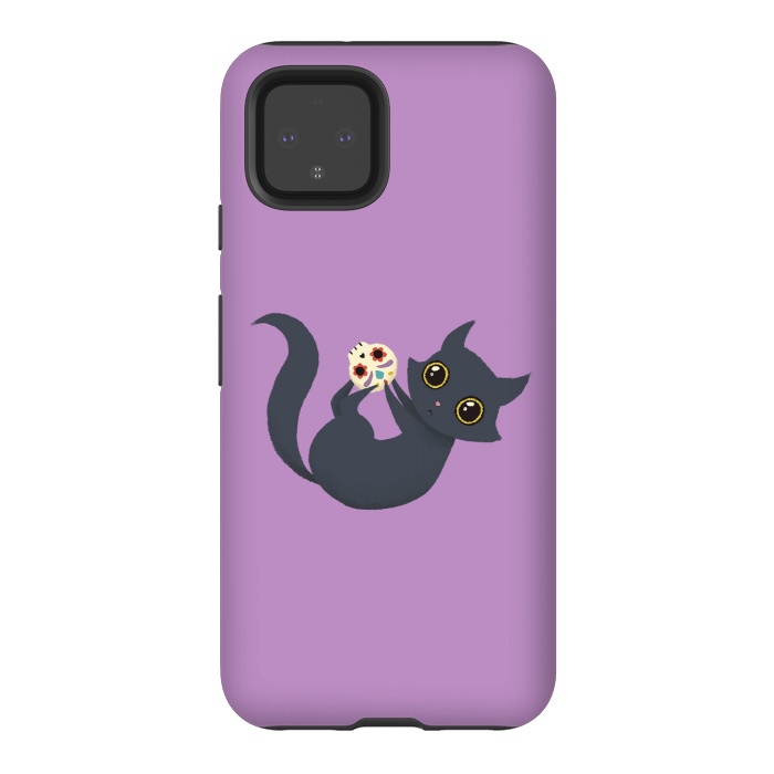 Pixel 4 StrongFit Kitty sugar skull by Laura Nagel