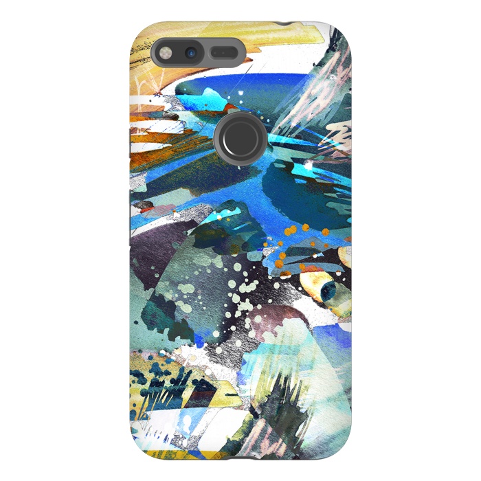 Pixel XL StrongFit Abstract watercolor splatter and brushstrokes by Oana 