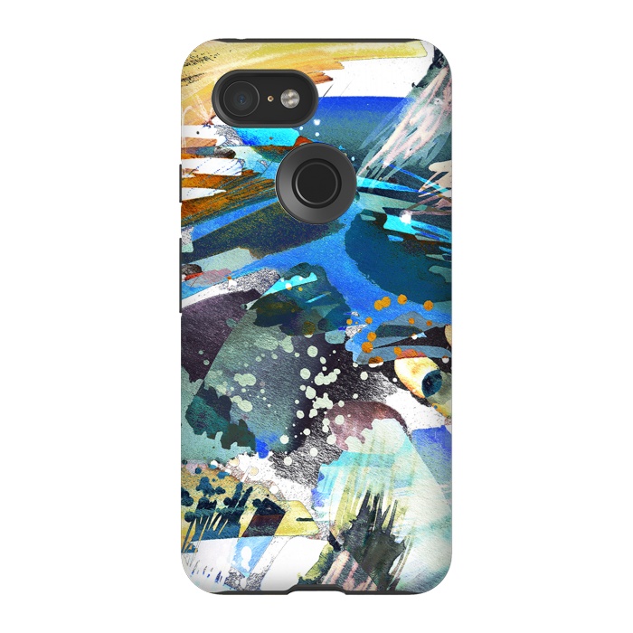 Pixel 3 StrongFit Abstract watercolor splatter and brushstrokes by Oana 