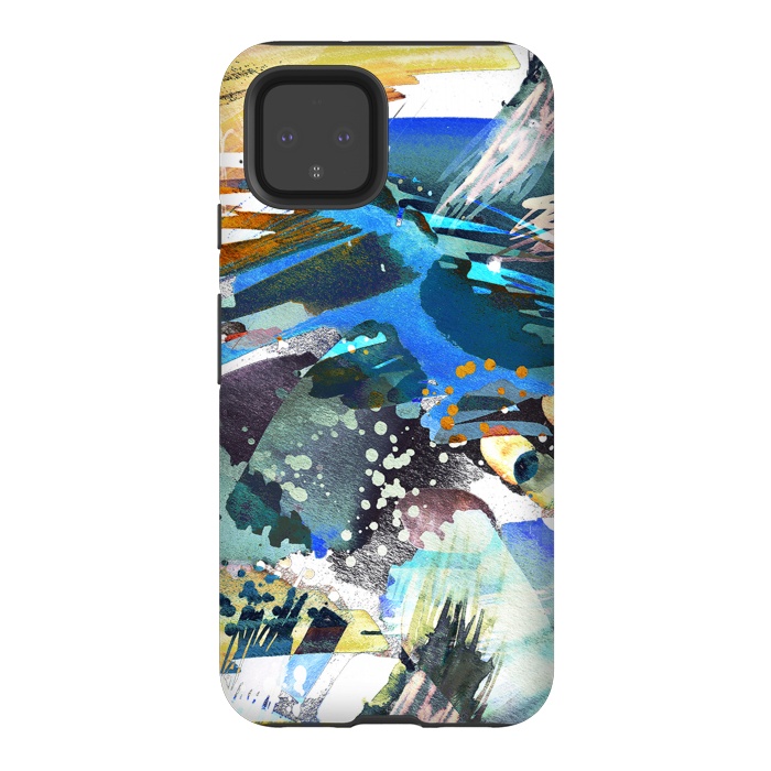 Pixel 4 StrongFit Abstract watercolor splatter and brushstrokes by Oana 