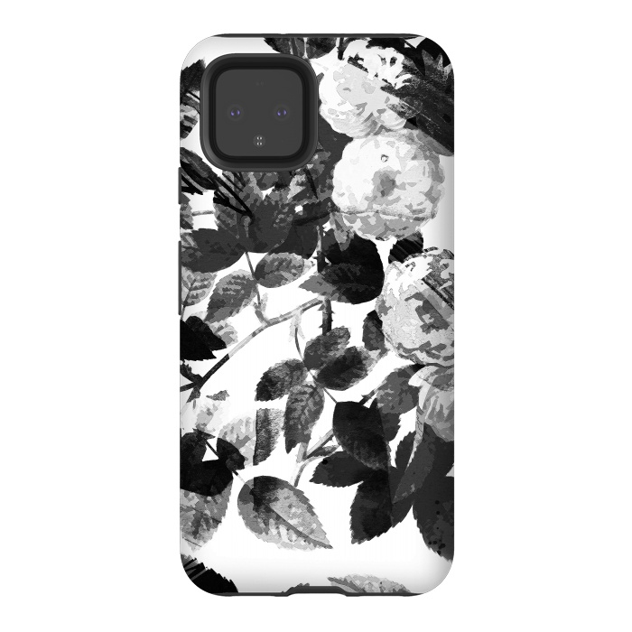 Pixel 4 StrongFit Black and white ink roses by Oana 