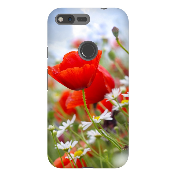Pixel XL StrongFit Red & White Flowers by Bledi