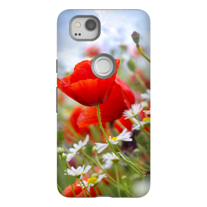 Pixel 2 StrongFit Red & White Flowers by Bledi