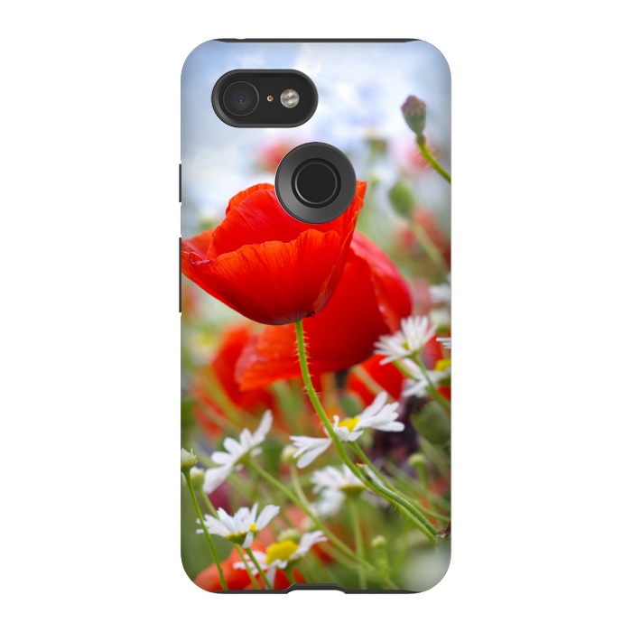 Pixel 3 StrongFit Red & White Flowers by Bledi