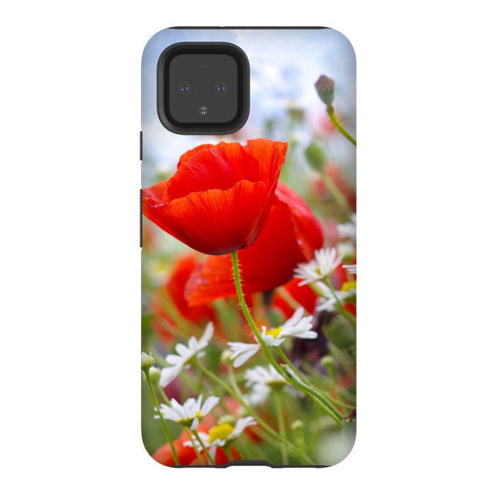 Pixel 4 StrongFit Red & White Flowers by Bledi