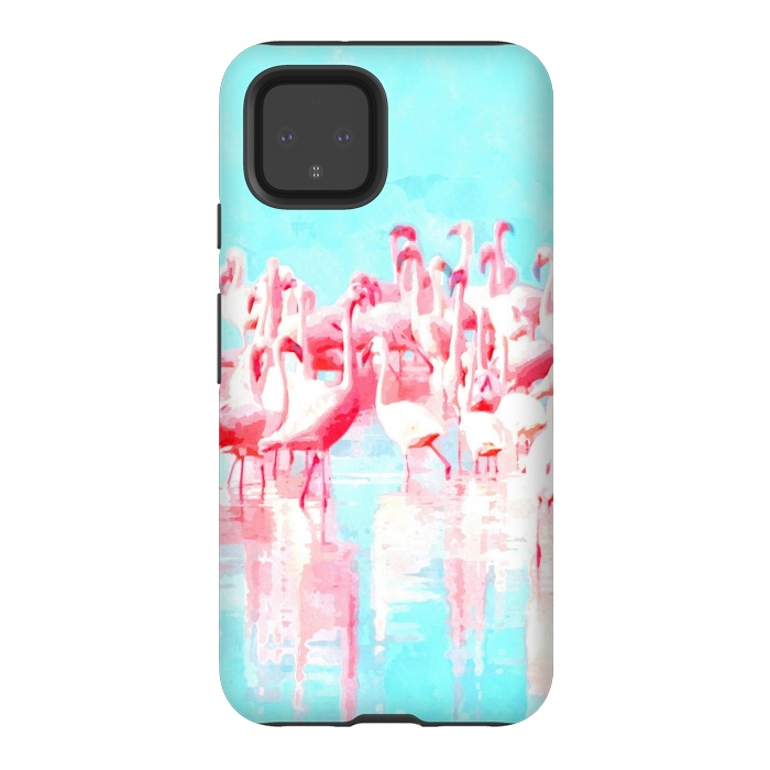 Pixel 4 StrongFit Flamingos Tropical Illustration by Alemi