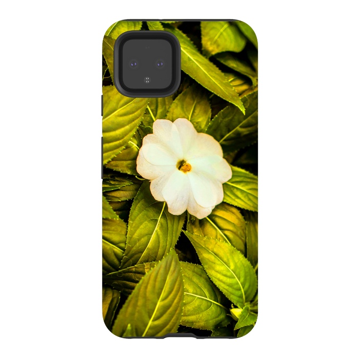 Pixel 4 StrongFit Leaves and White Flower by Bledi