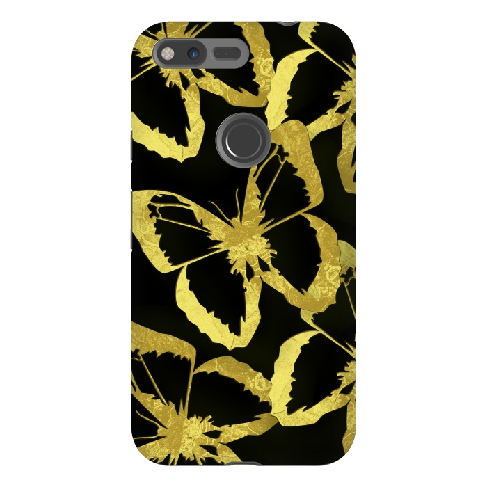 Pixel XL StrongFit Black and Gold Butterflies by Alemi