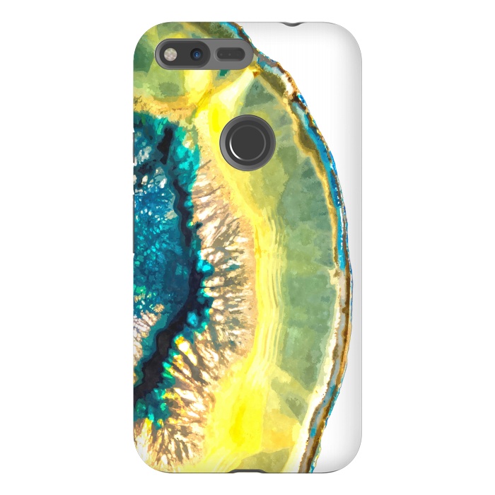 Pixel XL StrongFit Blue and Yellow Agate by Alemi