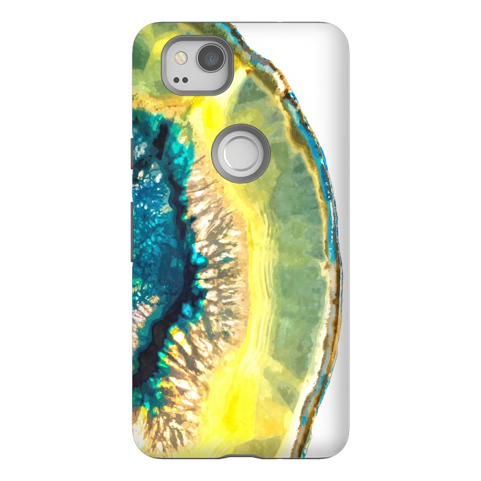 Pixel 2 StrongFit Blue and Yellow Agate by Alemi