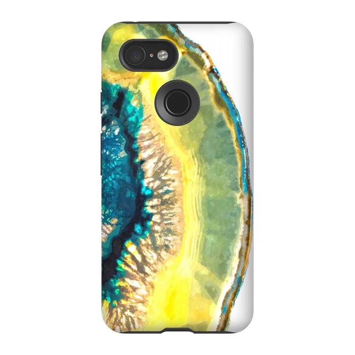 Pixel 3 StrongFit Blue and Yellow Agate by Alemi