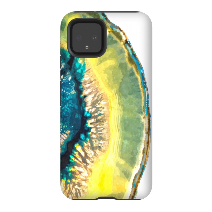 Pixel 4 StrongFit Blue and Yellow Agate by Alemi