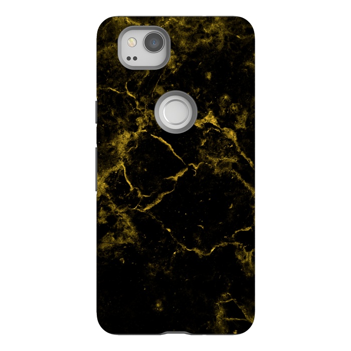 Pixel 2 StrongFit Black and Gold Marble by Alemi