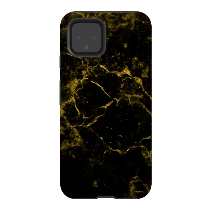 Pixel 4 StrongFit Black and Gold Marble by Alemi