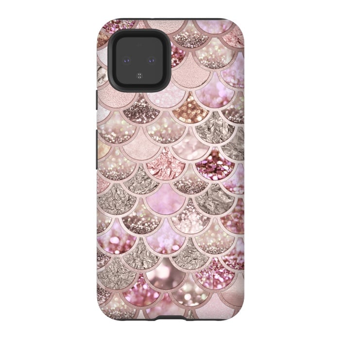 Pixel 4 StrongFit Multicolor Pink & Rose Gold Mermaid Scales by  Utart