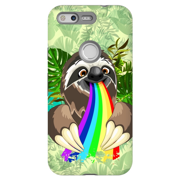 Pixel StrongFit Sloth Spitting Rainbow Colors by BluedarkArt