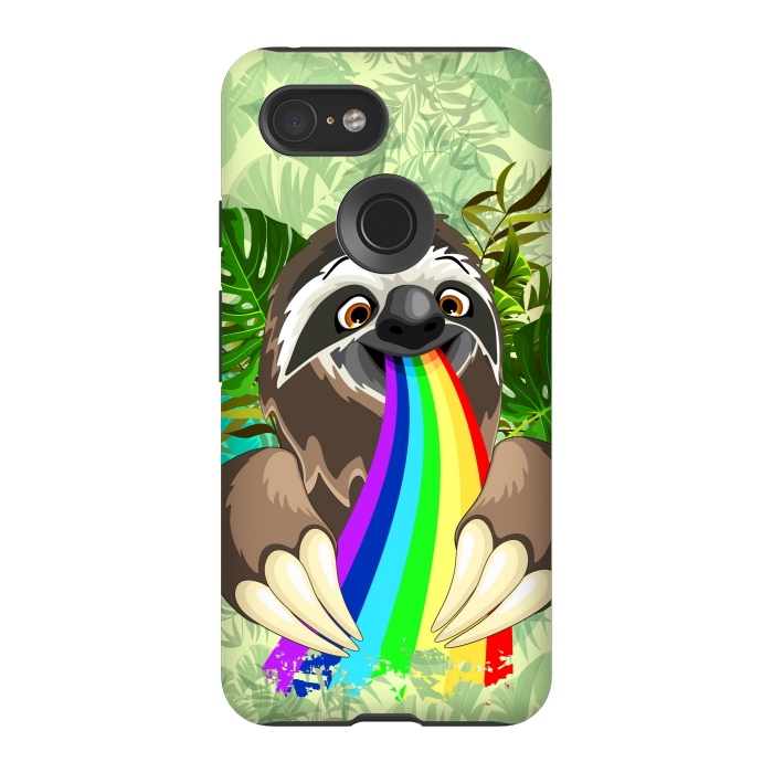 Pixel 3 StrongFit Sloth Spitting Rainbow Colors by BluedarkArt