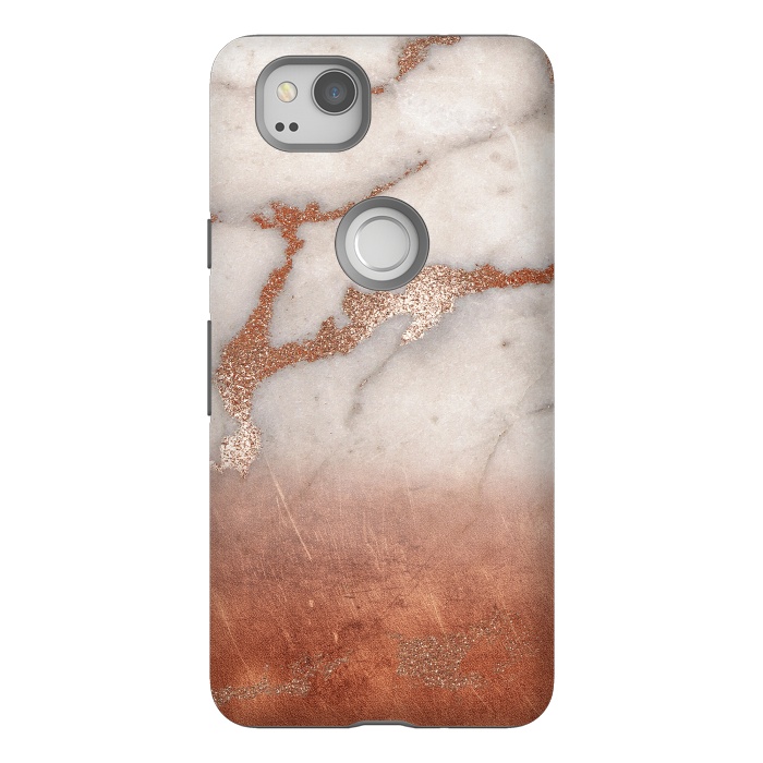 Pixel 2 StrongFit Copper Trendy Veined Marble by  Utart