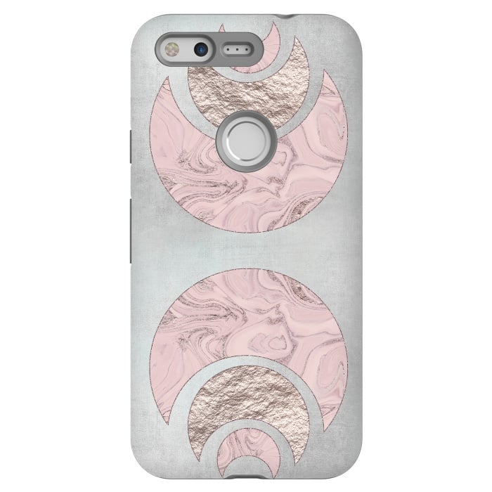 Pixel StrongFit Marble Rose Gold Half Moon by Andrea Haase