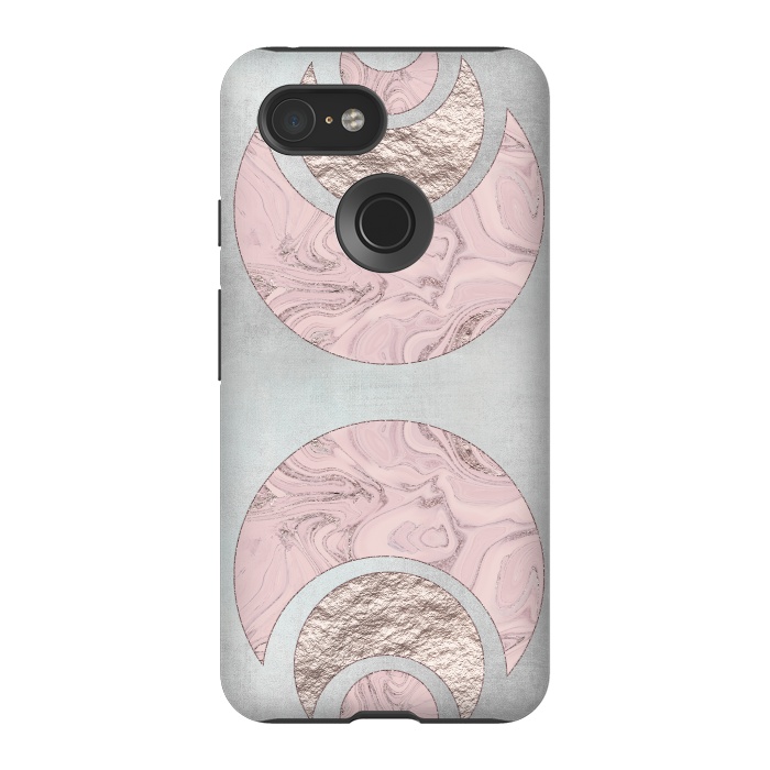 Pixel 3 StrongFit Marble Rose Gold Half Moon by Andrea Haase