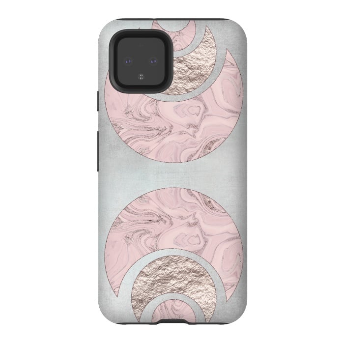 Pixel 4 StrongFit Marble Rose Gold Half Moon by Andrea Haase