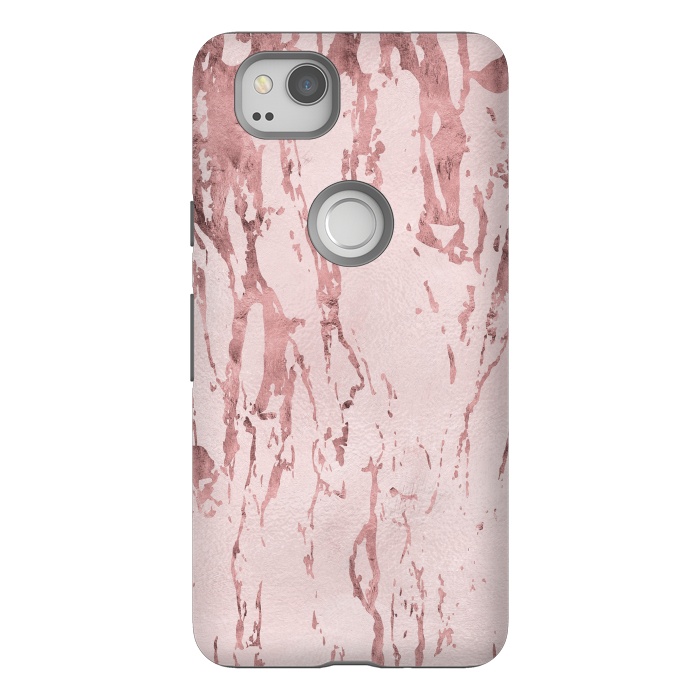Pixel 2 StrongFit Shiny Rose Gold Marble 2 by Andrea Haase