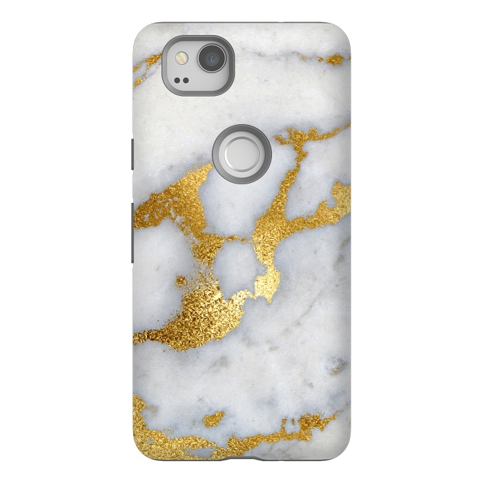 Pixel 2 StrongFit Marble with Gold Metal Foil Veins by  Utart