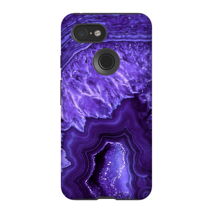 Pixel 3 StrongFit Ultra Violet Pantone Agate Geode by  Utart
