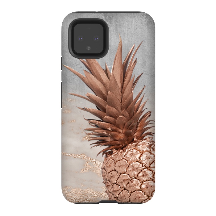 Pixel 4 StrongFit Rose Gold Pineapple on Congrete by  Utart