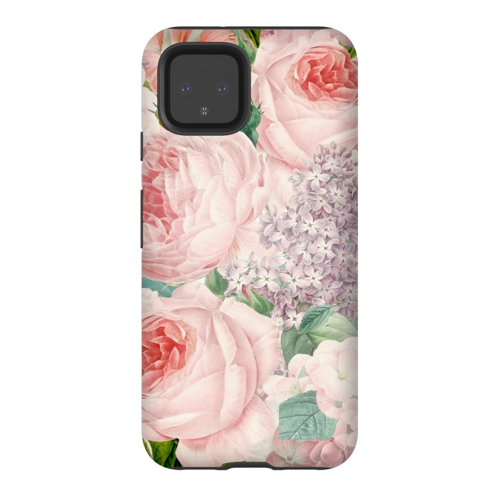 Pixel 4 StrongFit Pink Retro Watercolor Roses by  Utart