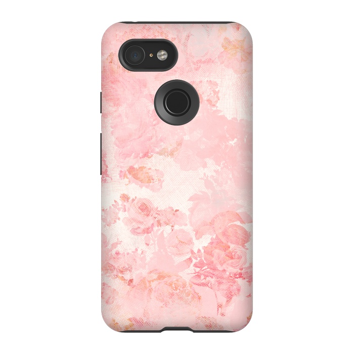 Pixel 3 StrongFit Vintage Roses in Pink - Pattern by  Utart